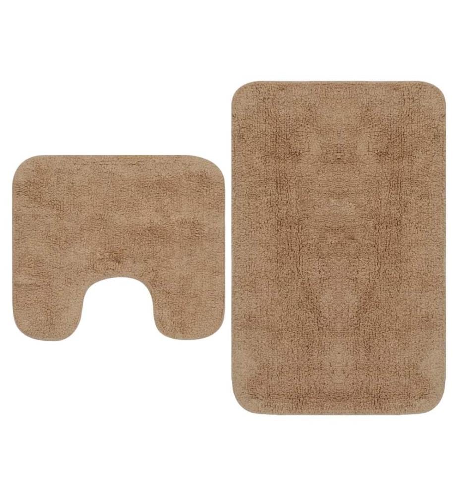 Tapis de salle de bain 2 pcs Tissu Beige