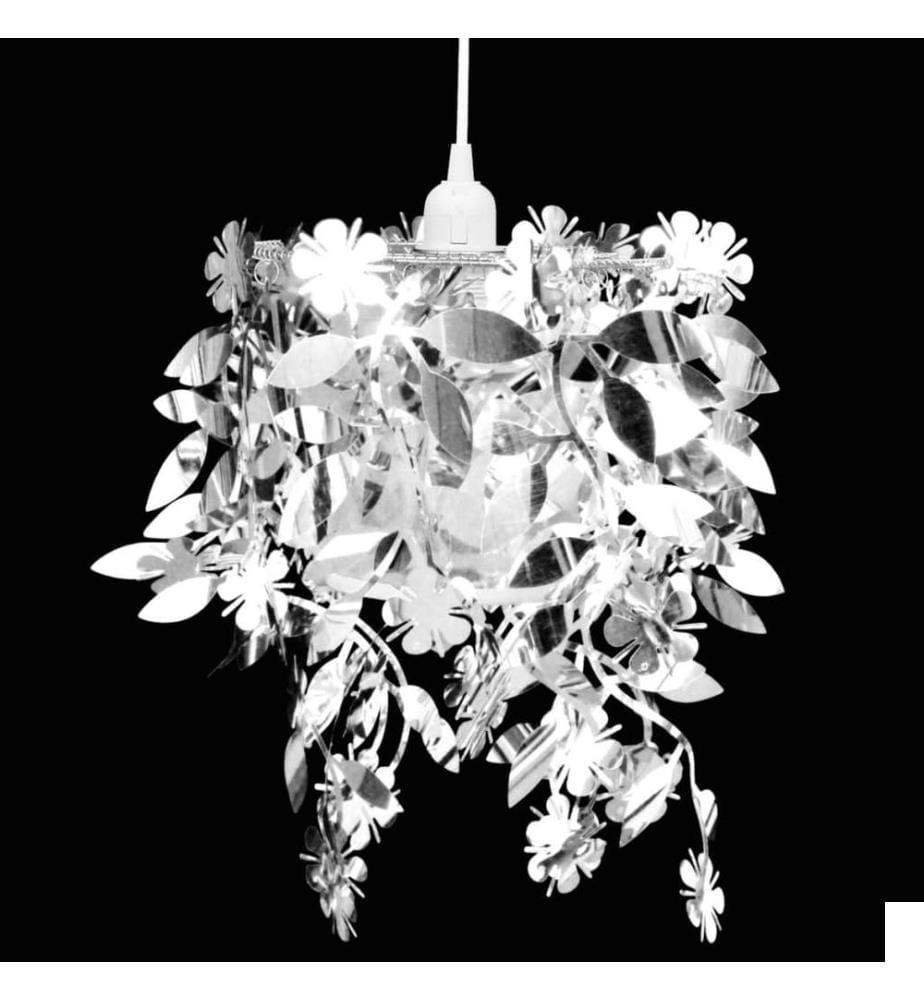 Lustre suspendu à feuilles paillette 21,5 x 30 cm Argenté