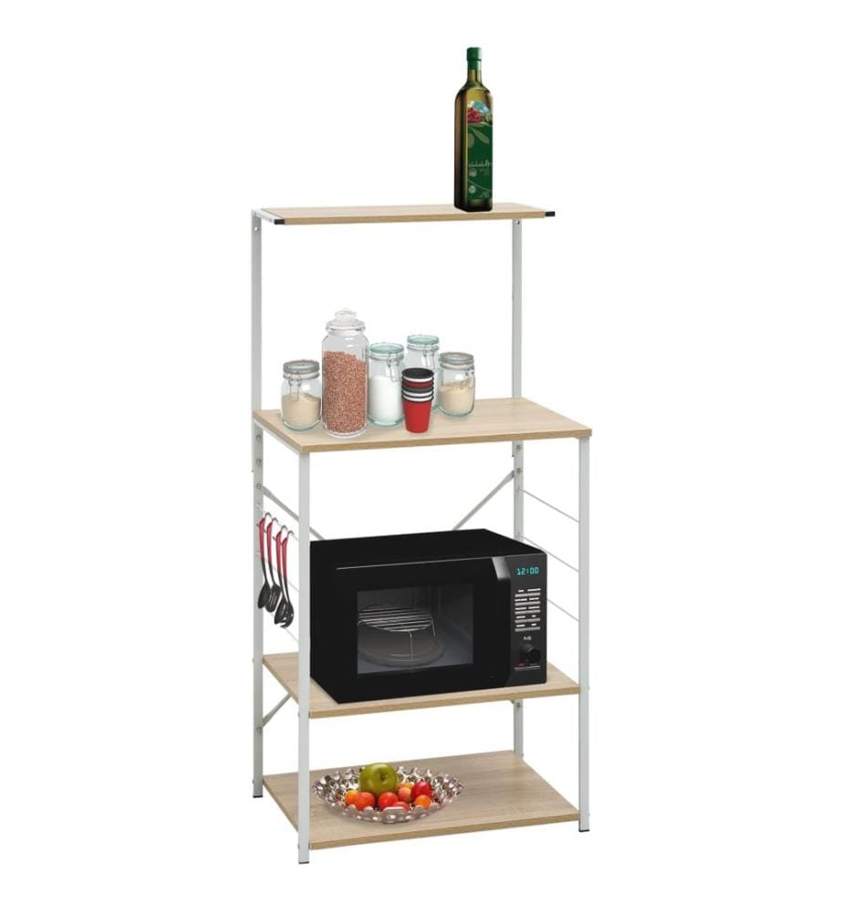 Armoire à micro-ondes Blanc et chêne 60x39,6x123 cm