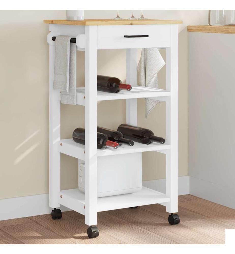 Chariot de cuisine MONZA 48x40x88,5 cm bois massif de pin