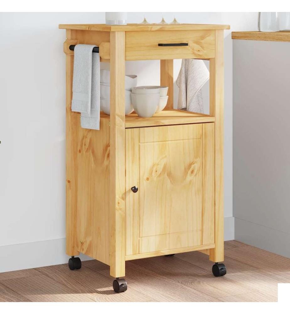 Chariot de cuisine MONZA 48x40x88,5 cm bois massif de pin