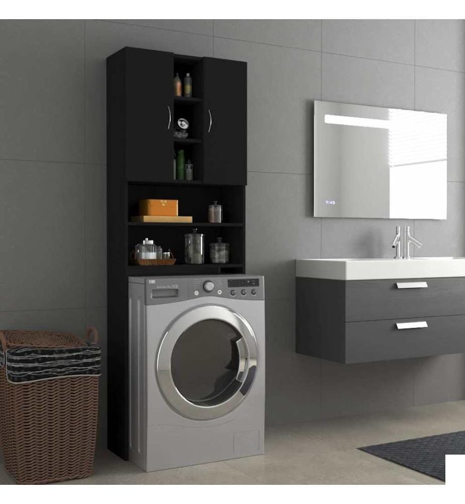 Meuble pour machine à laver Noir 64x25,5x190 cm
