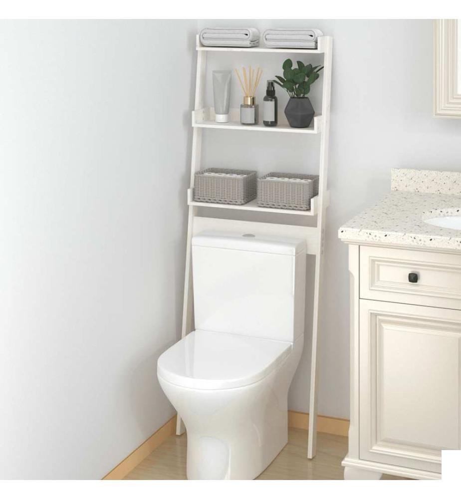 Étagère de toilette Blanc 63,5x32x179 cm Bois de pin massif