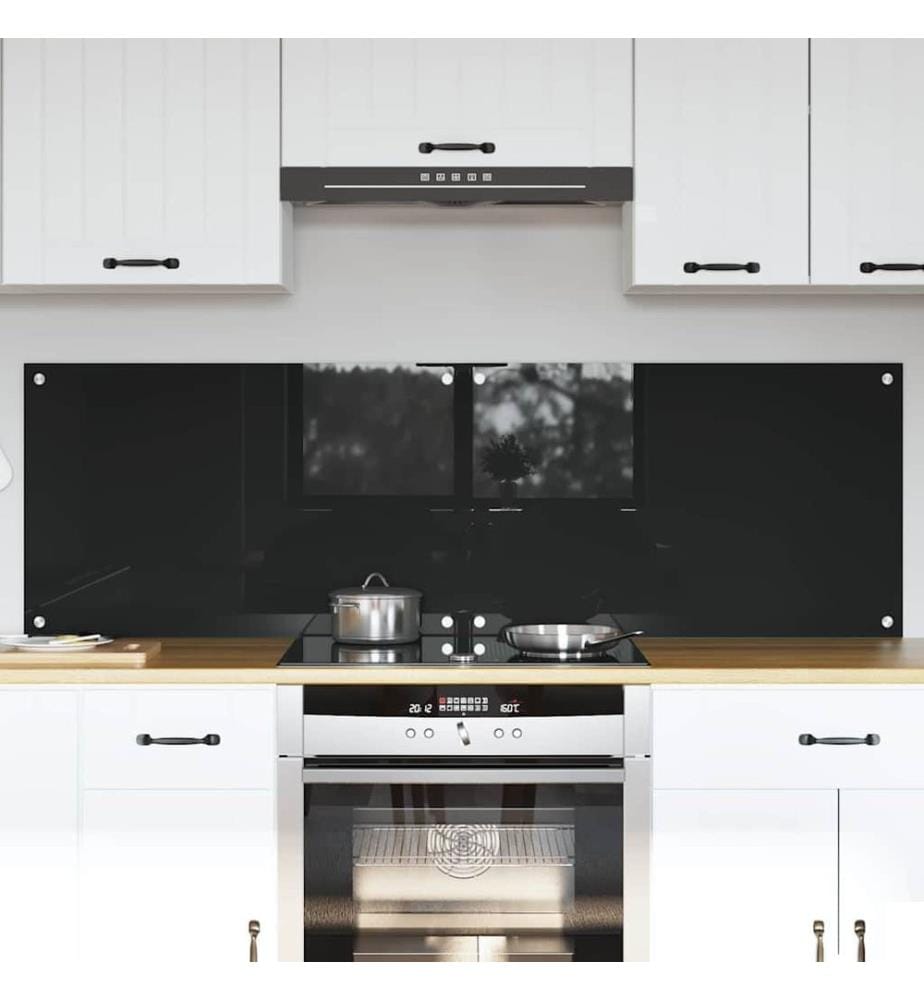 Crédence de cuisine 2 pcs Noir 80 x 50 cm verre trempé