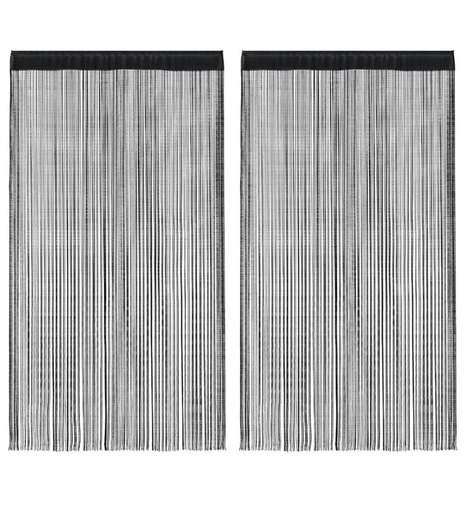 Rideau en fils 2 pcs 140 x 250 cm Noir