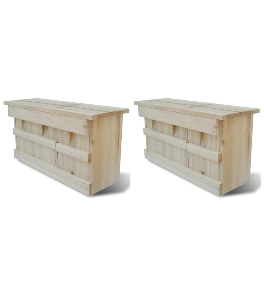 Maisons pour moineau 2 pcs Bois 44 x 15,5 x 21,5 cm