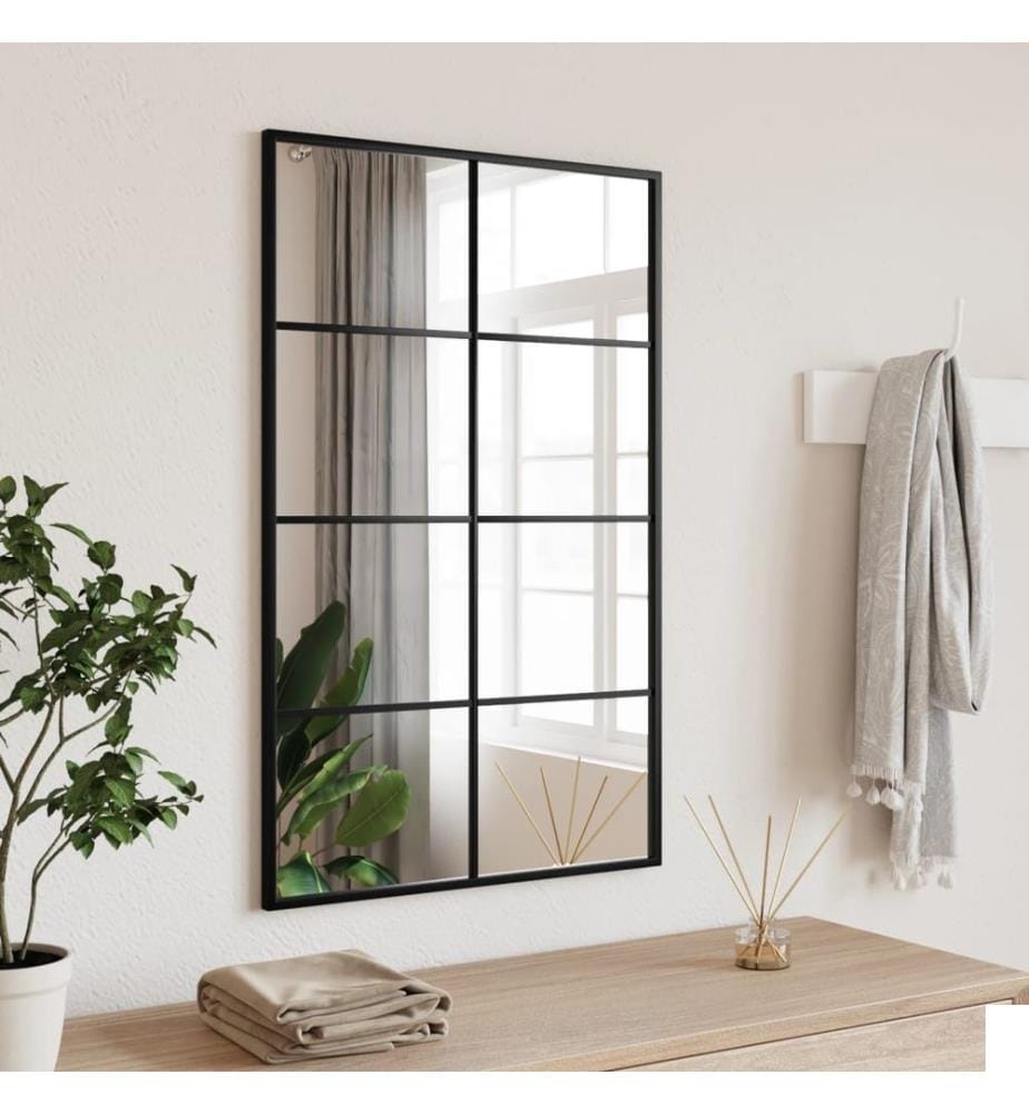 Miroir mural noir 50x80 cm rectangulaire fer