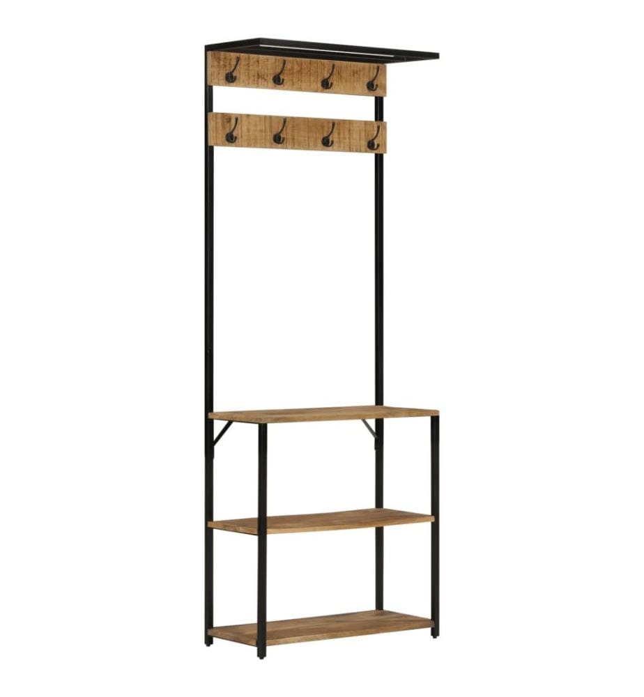 Porte-manteau et rangement des chaussures bois de manguier fer