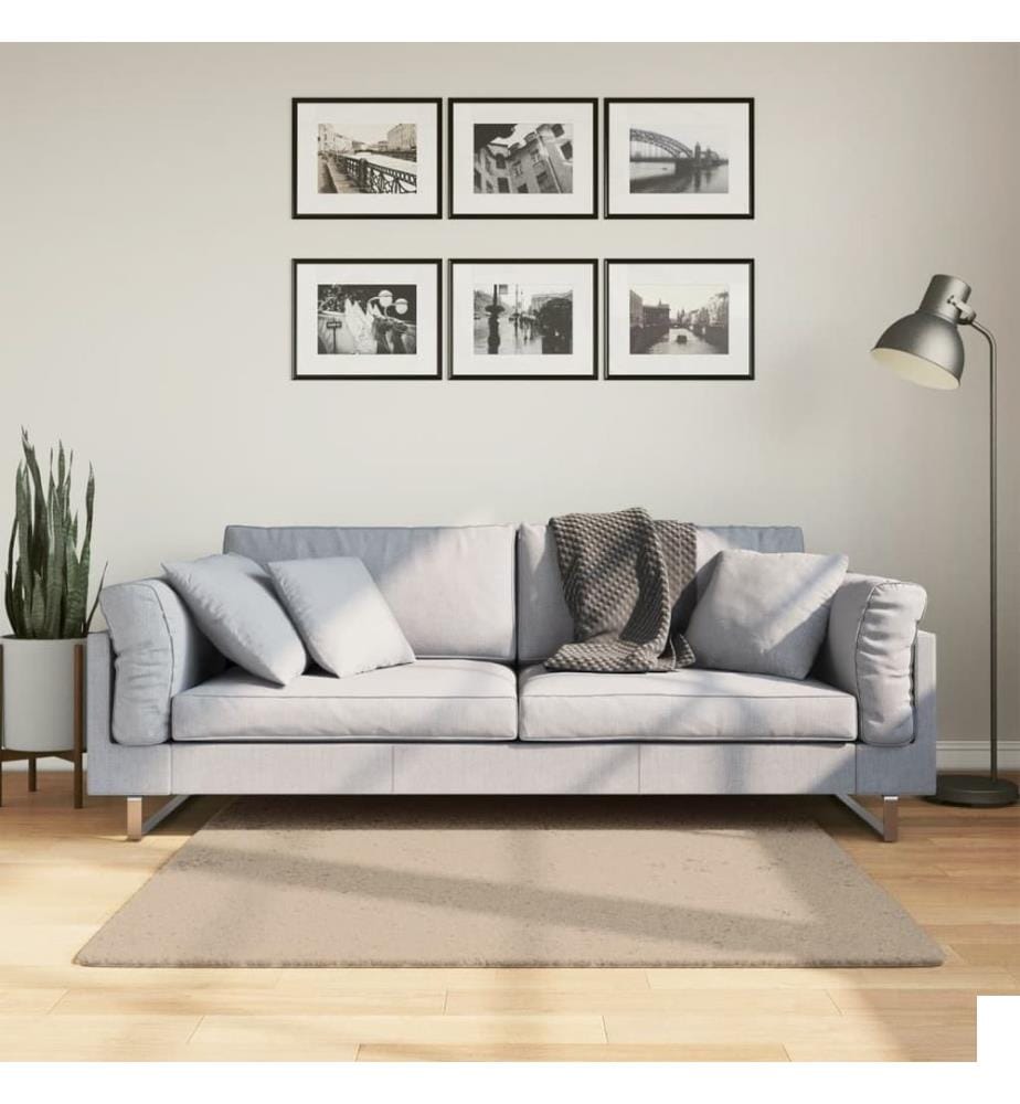 Tapis à poils courts doux et lavable sable 120x120 cm