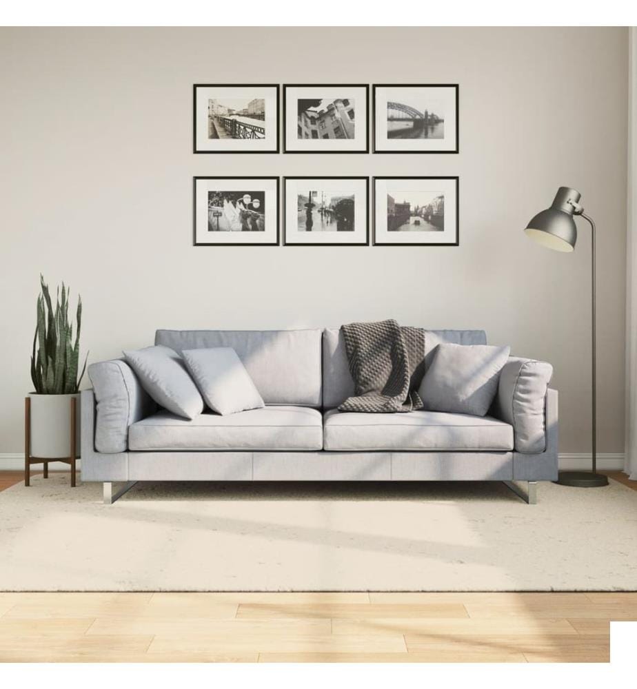 Tapis ISTAN à poils longs aspect brillant crème 160x230 cm