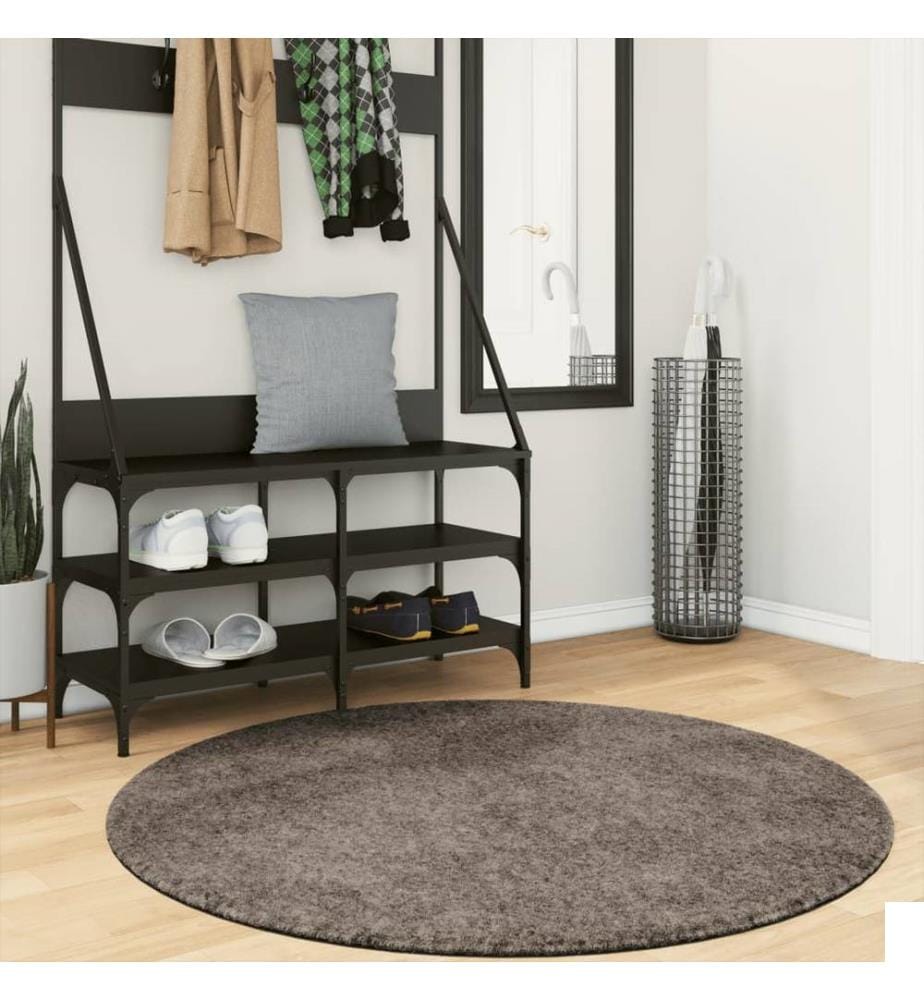 Tapis ISTAN à poils longs aspect brillant gris Ø 120 cm