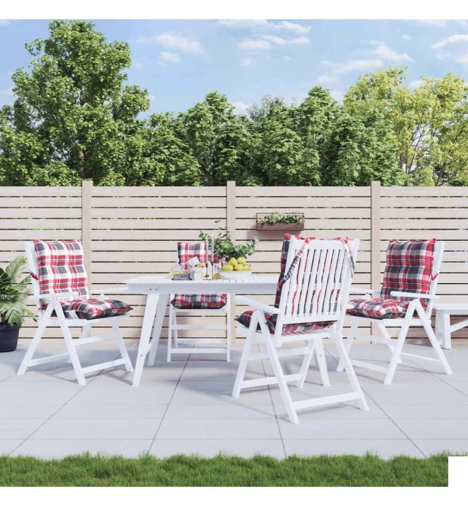 Coussins de chaise à dossier bas lot de 4 motif carreaux rouge
