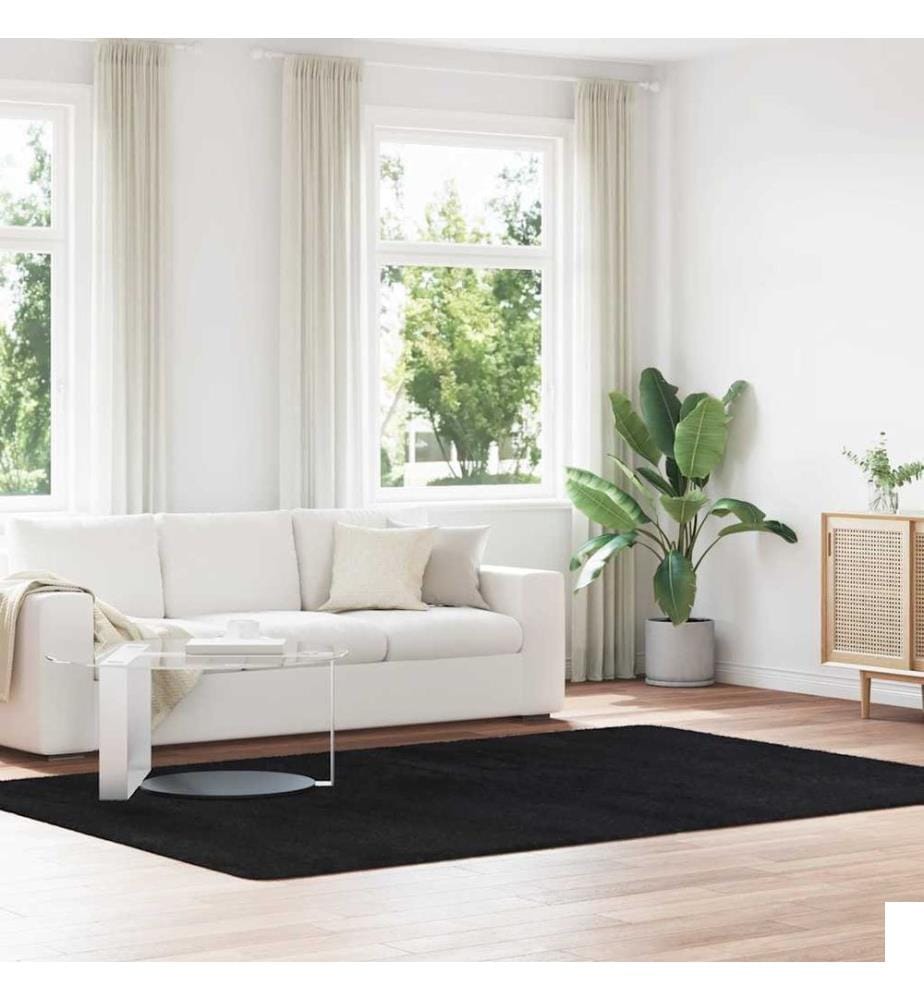 Tapis shaggy à poils longs NAVARRA Noir 200x290 cm polyester