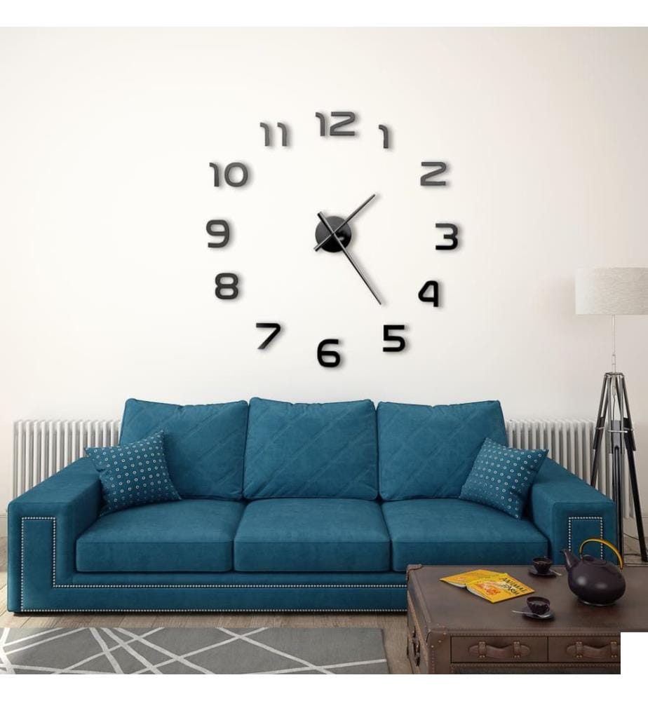 Horloge murale 3D Design moderne 100 cm XXL Noir