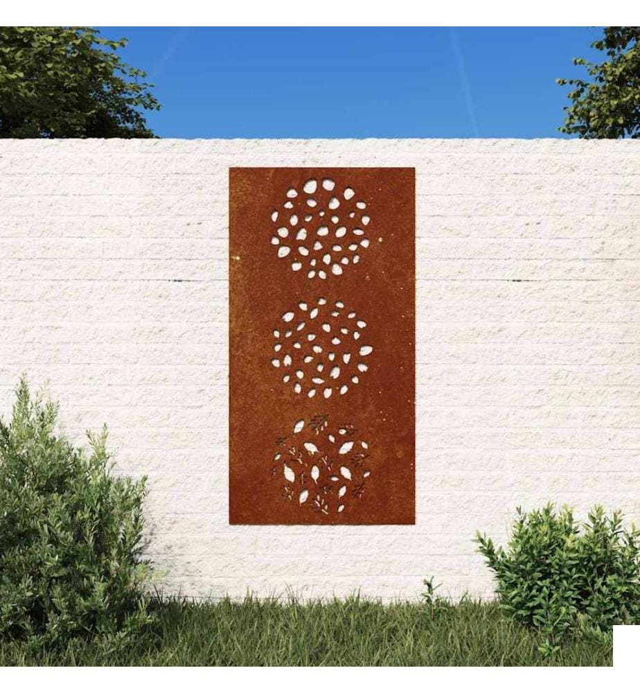 Décoration murale jardin 105x55 cm acier corten design feuille