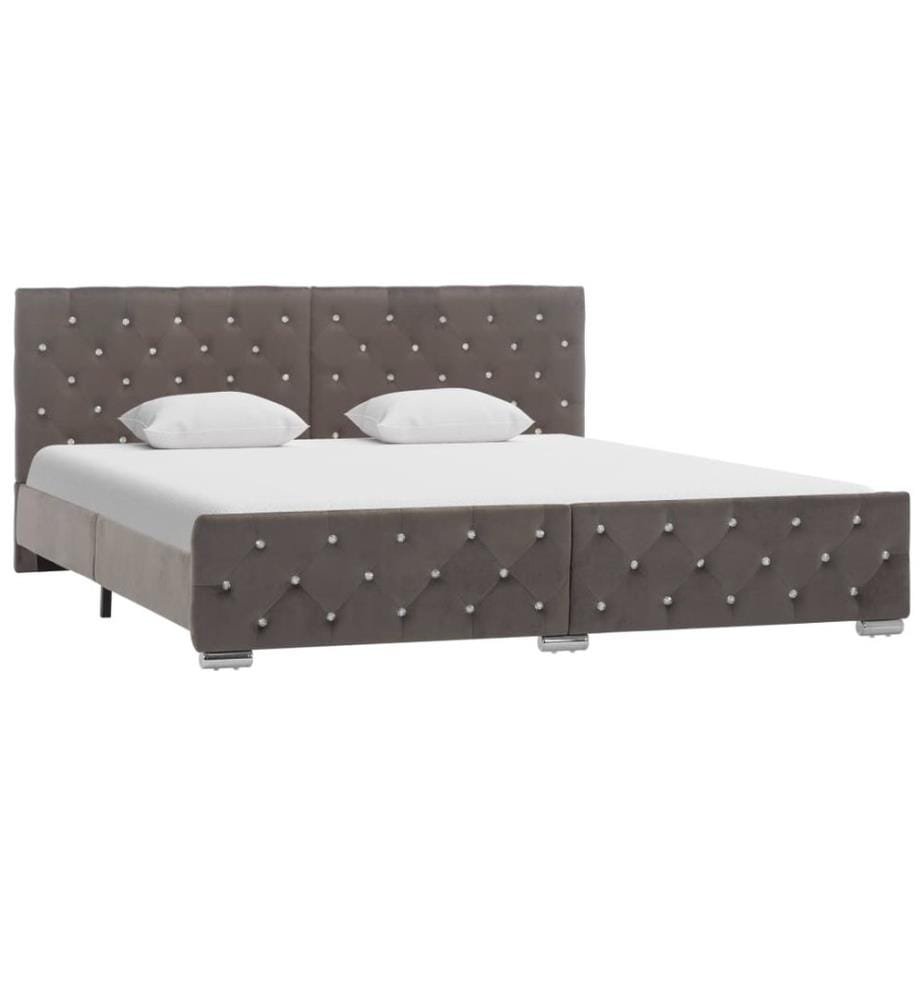 Cadre de lit sans matelas gris velours 180x200 cm