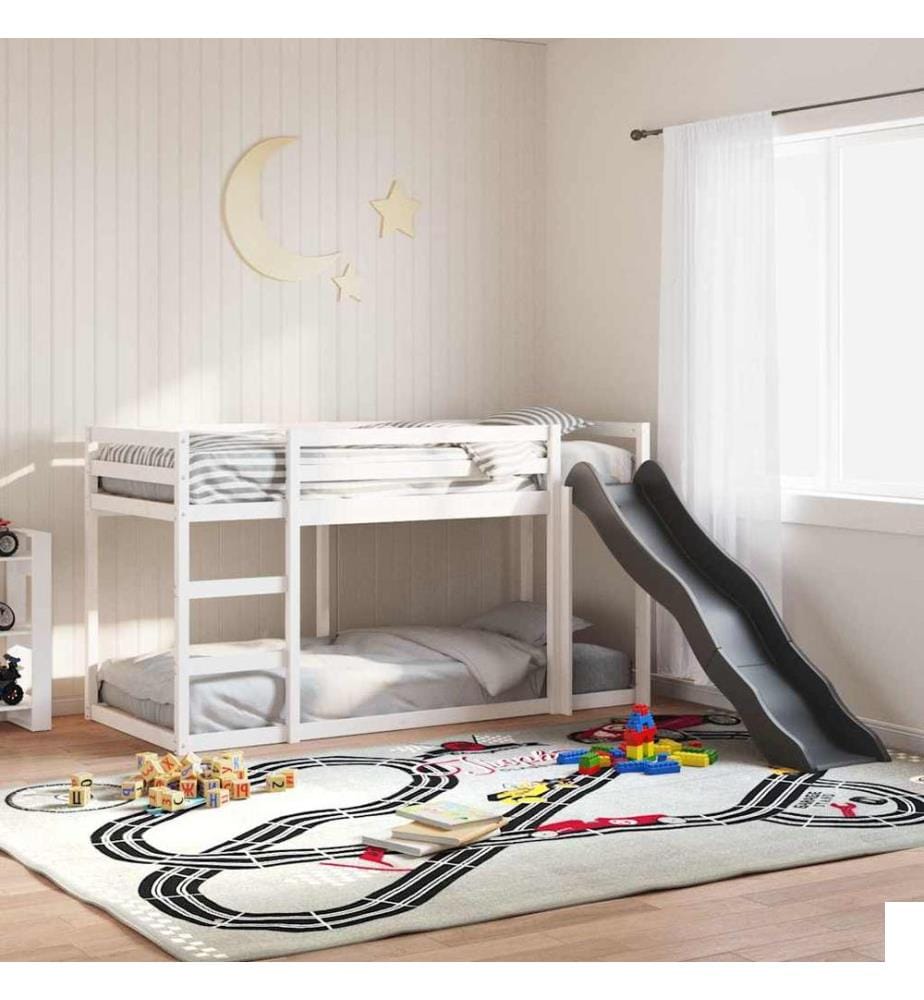 Lit superposé avec toboggan et échelle sans matelas 80x200 cm
