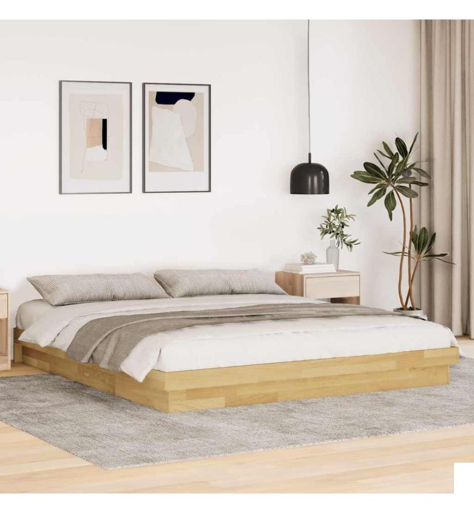 Cadre de lit sans matelas 180x200 cm bois massif de chêne
