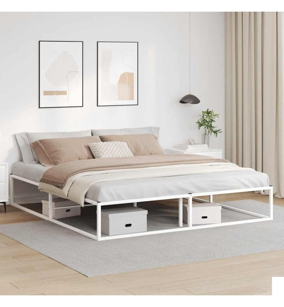 Cadre de lit sans matelas blanc 180x200 cm métal