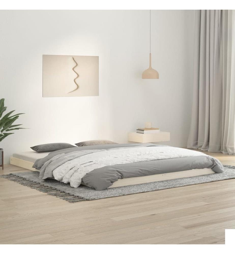 Cadre de lit sans matelas blanc 160x200 cm bois de pin massif