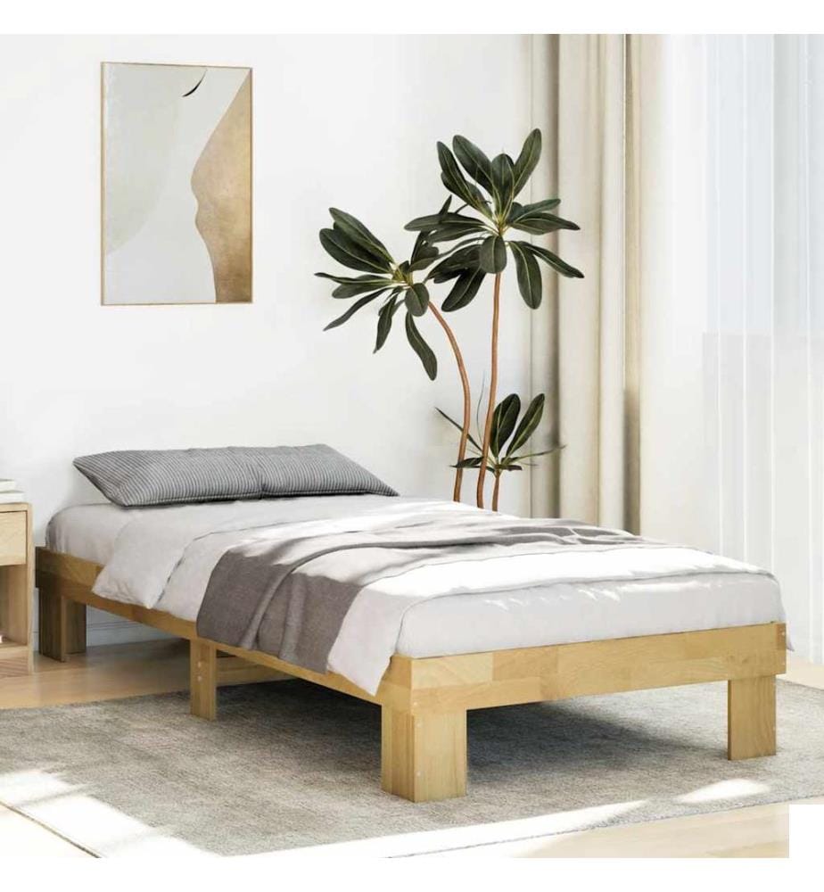 Cadre de lit sans matelas 90x200 cm bois massif de chêne