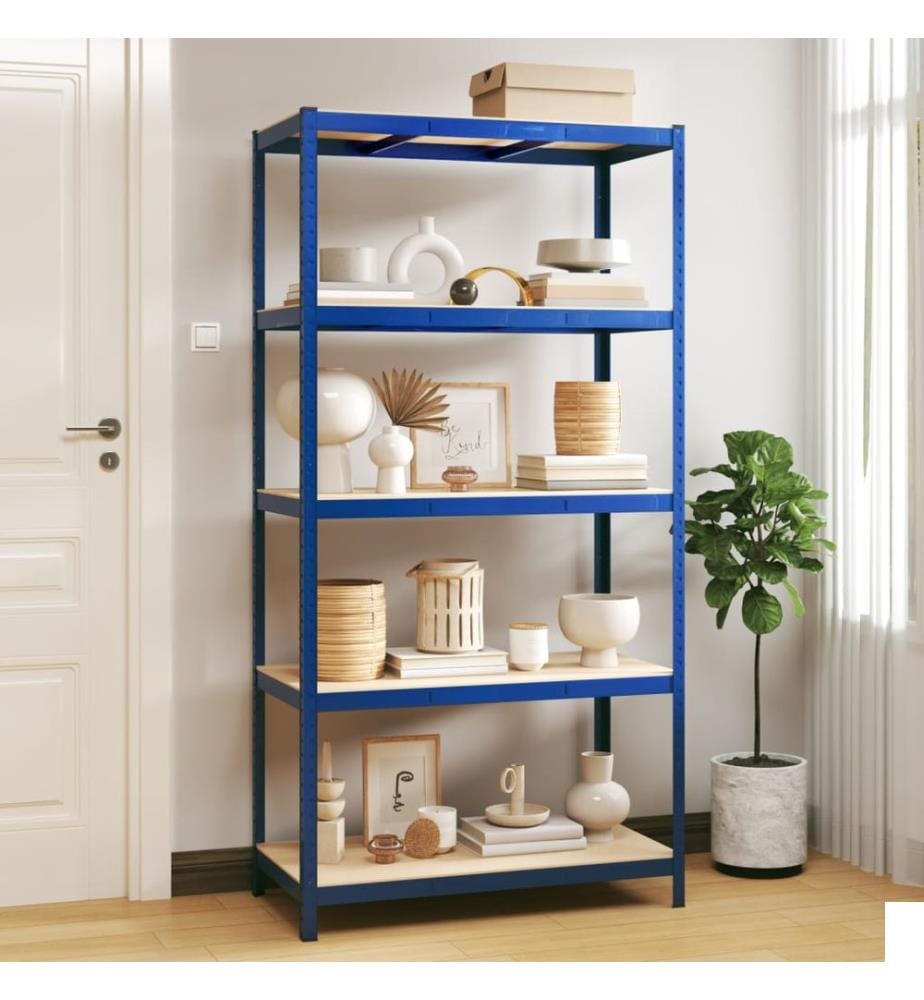 Étagère de rangement à 5 niveaux Bleu Acier et bois ingénierie