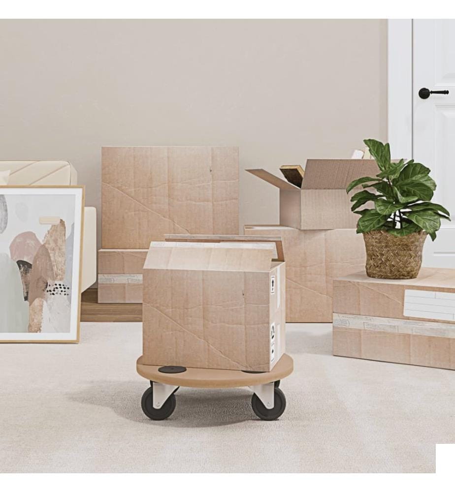 Chariots sur roulettes 2 pcs rond bois d'ingénierie