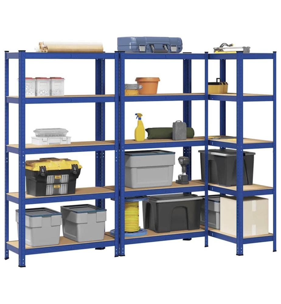 Étagères de rangement à 5 niveaux 3 pcs Bleu