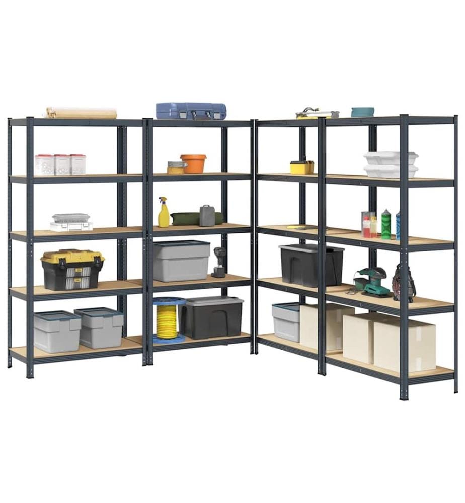 Étagères de rangement 5 niveaux 4 pcs acier bois d'ingénierie