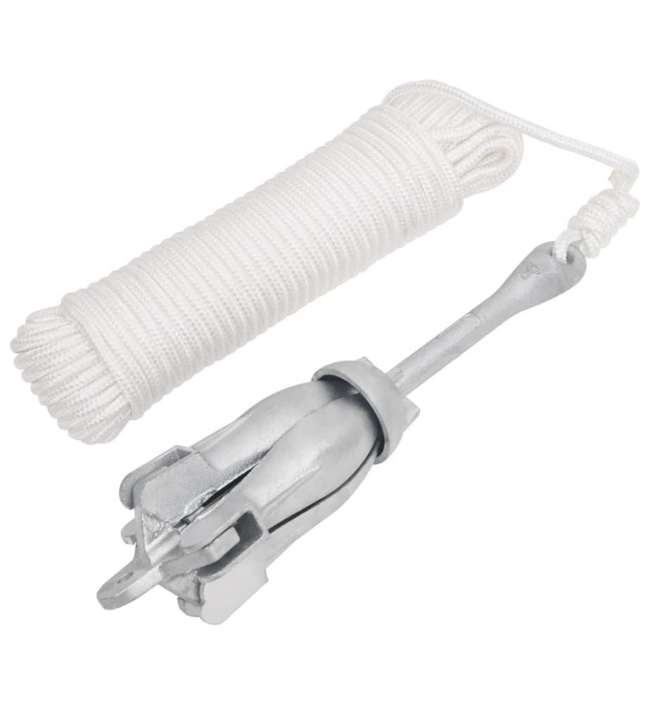 Ancre pliable avec corde argenté 8 kg fonte galvanisée à chaud