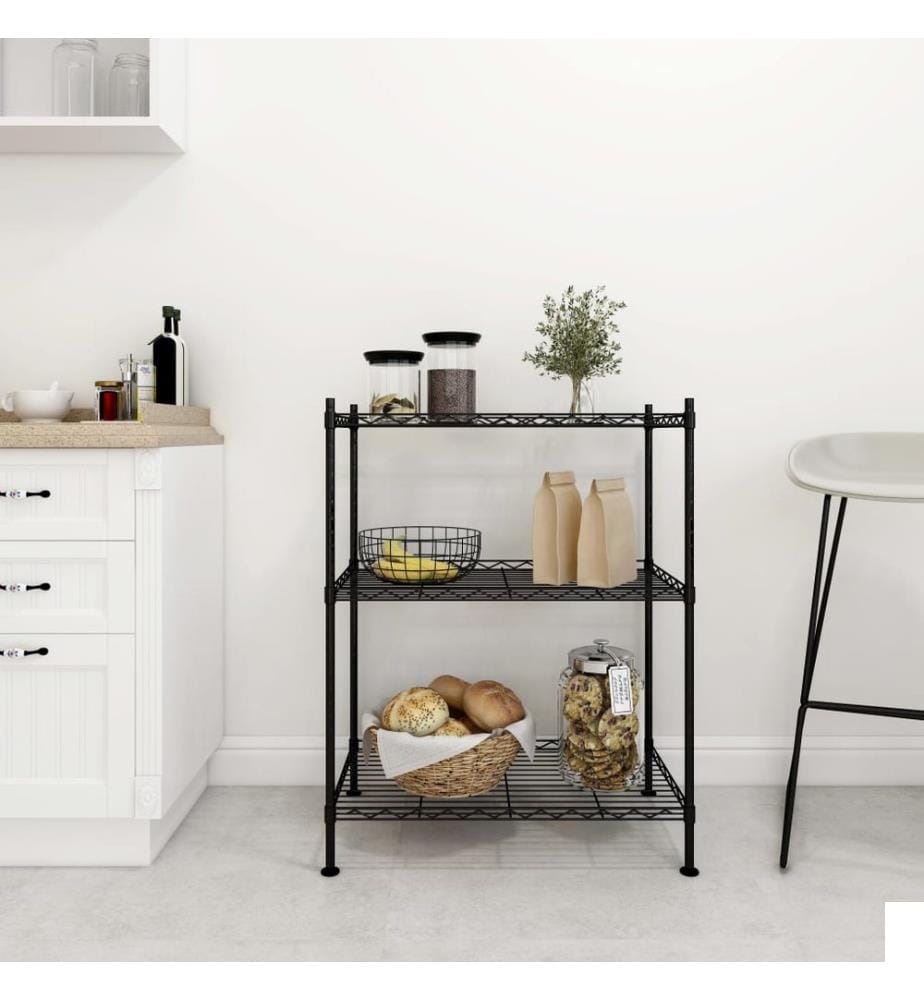 Étagère de rangement 3 niveaux 60x35x76 cm noir 150 kg