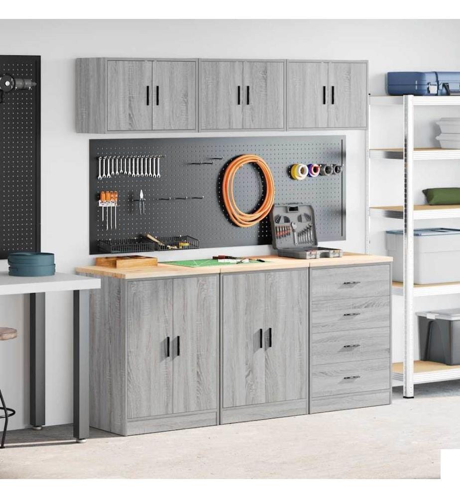 Armoires de garage 6 pcs sonoma gris bois d'ingénierie