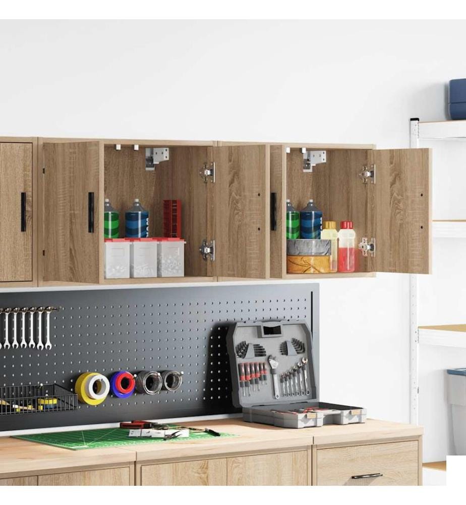 Armoires murales de garage 2 pcs chêne sonoma bois d'ingénierie