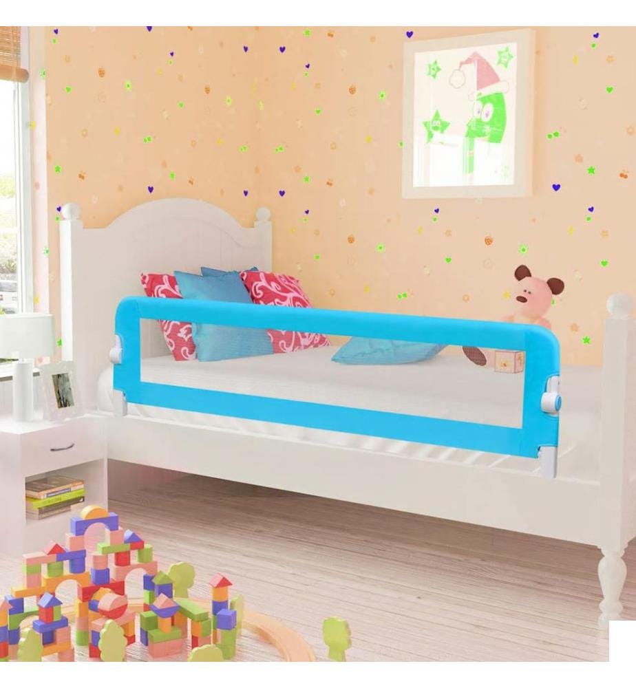 Barrière de lit de sécurité pour tout-petits 2pcs Bleu 150x42cm