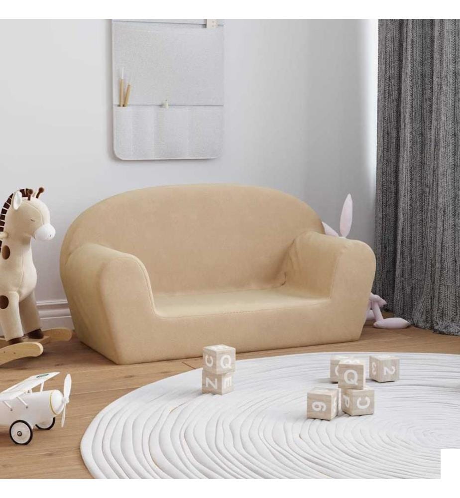 Canapé pour enfants 2 places crème peluche douce