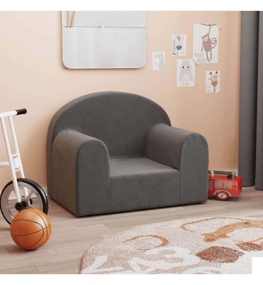 Canapé pour enfants anthracite peluche douce