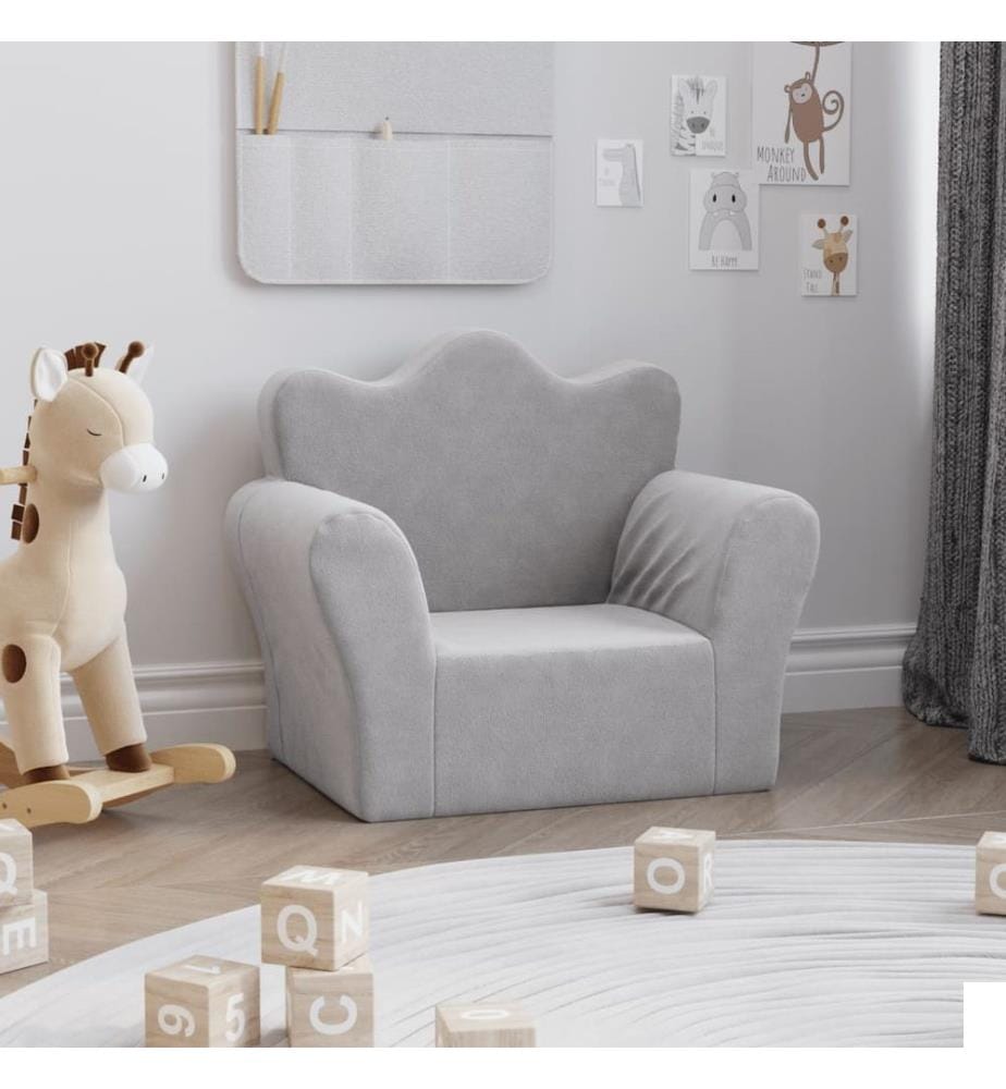 Canapé pour enfants gris clair peluche douce