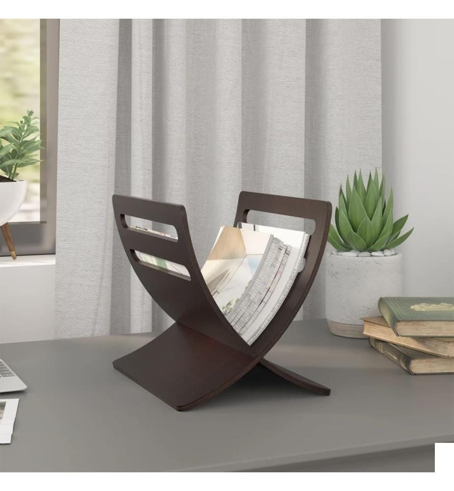 Porte-revue en bois sur pied marron