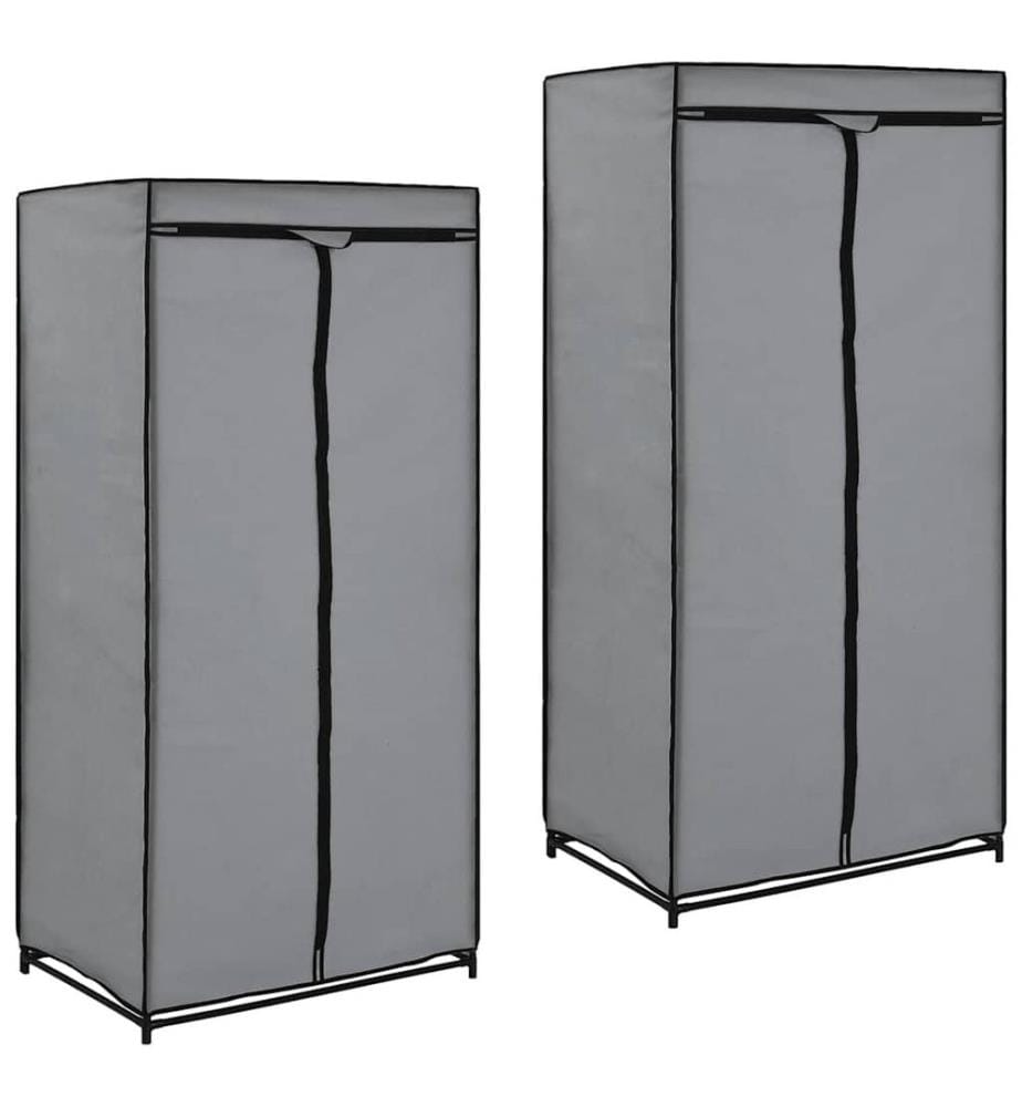 2 pcs Garde-robes Gris 75x50x160 cm