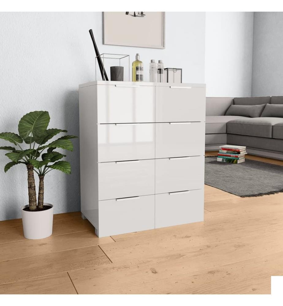 Buffet Blanc brillant 60x35x80 cm Bois d'ingénierie