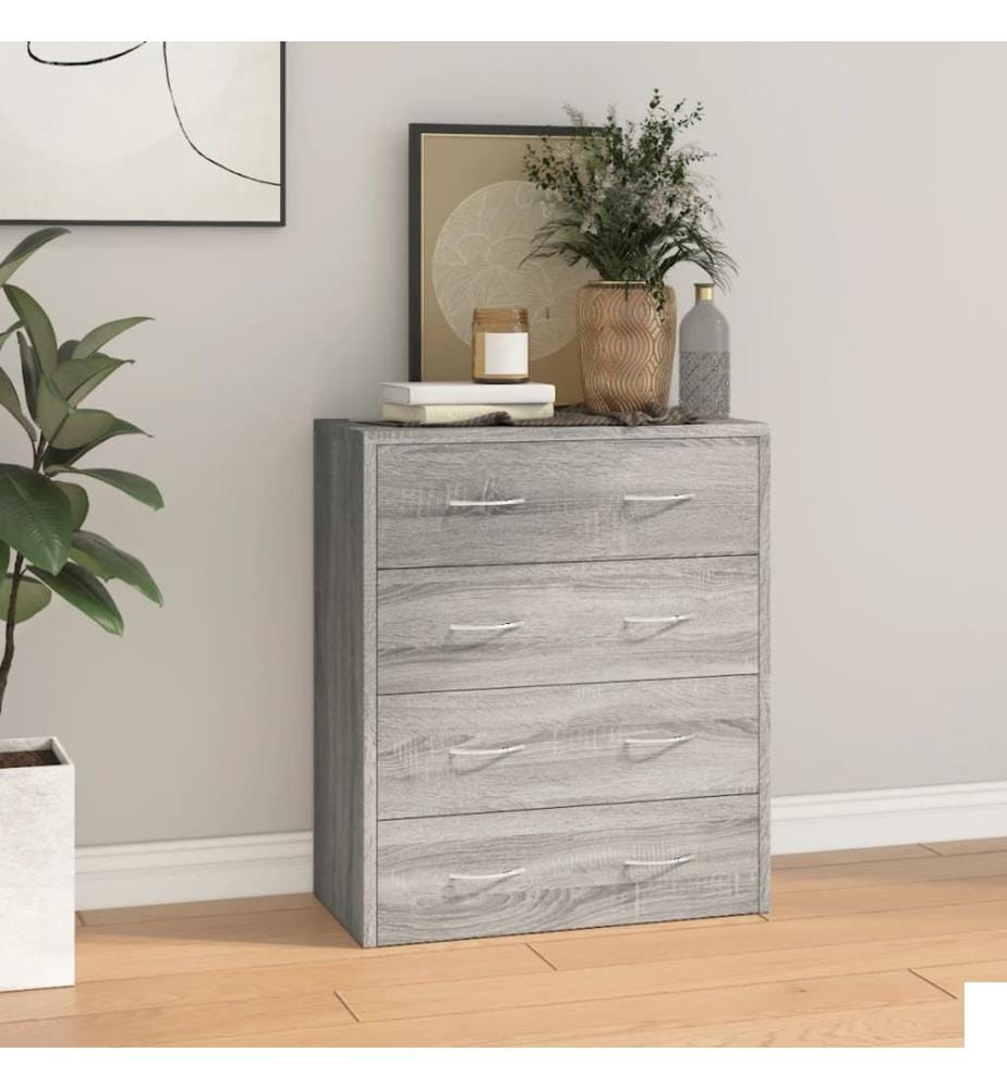 Buffet avec 4 tiroirs 60x30,5x71 cm Sonoma gris