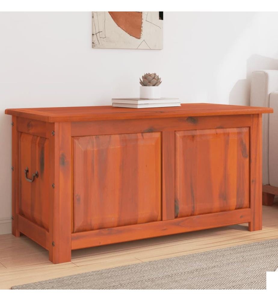 Coffre de rangement avec couvercle marron bois massif d'acacia