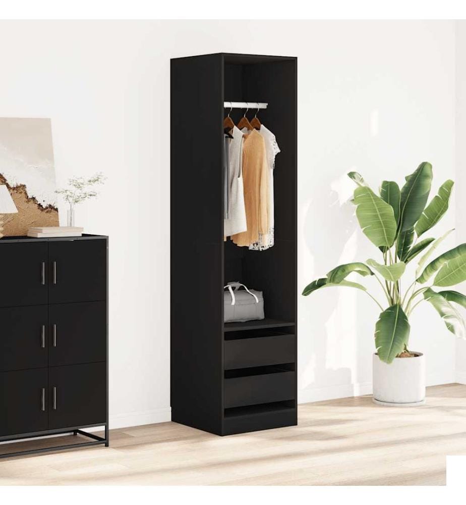 Garde-robe avec tiroirs Noir 50x50x200 cm Bois d'ingénierie
