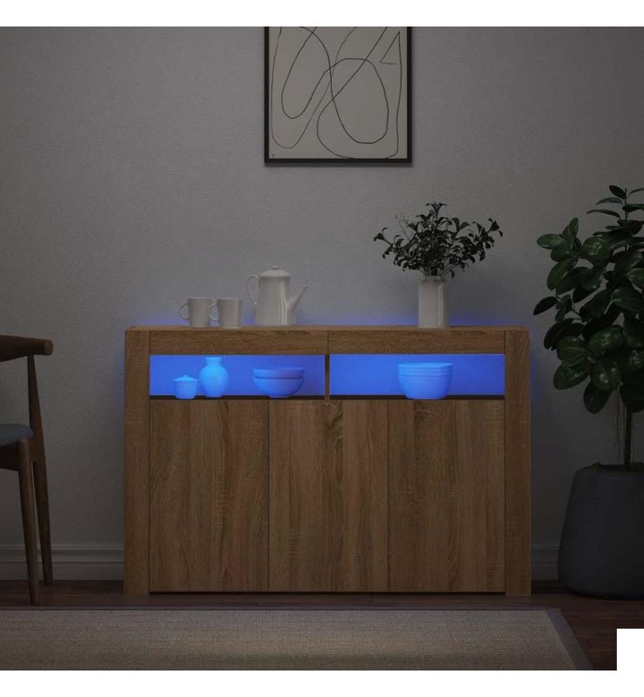 Buffet avec lumières LED chêne sonoma 115,5x30x75 cm
