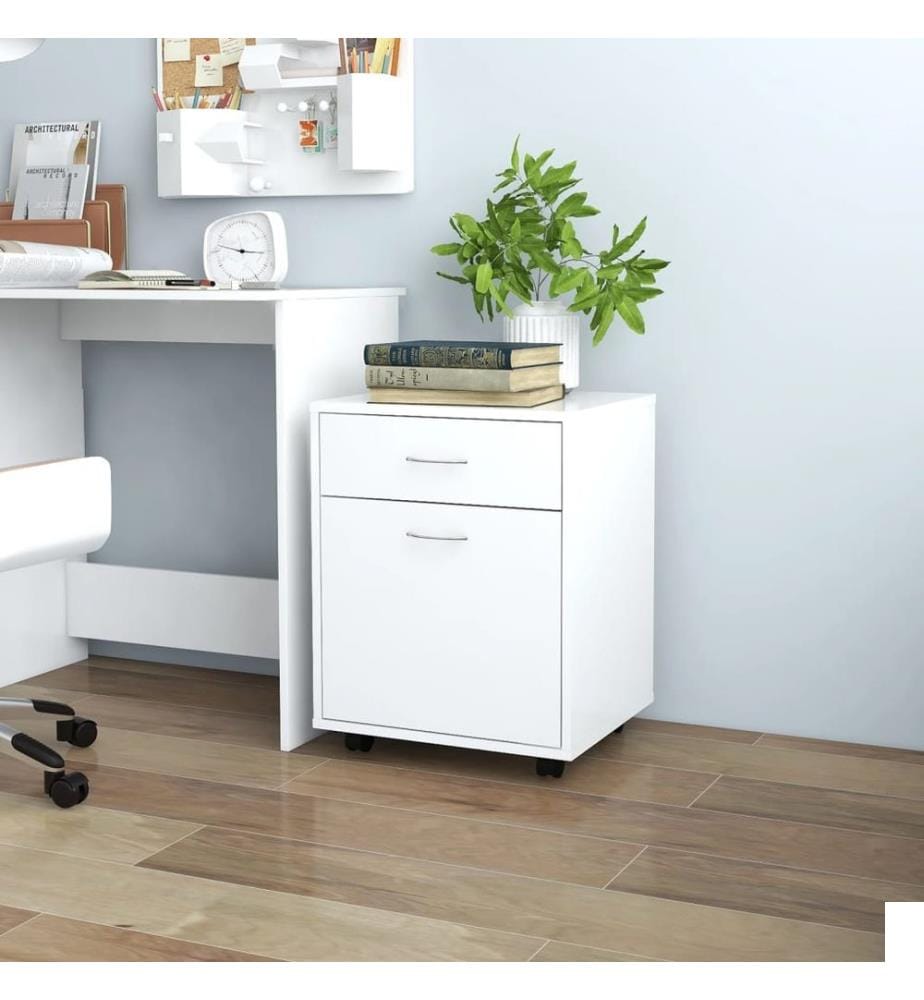 Armoire à roulettes Blanc 45x38x54 cm Bois dingénierie