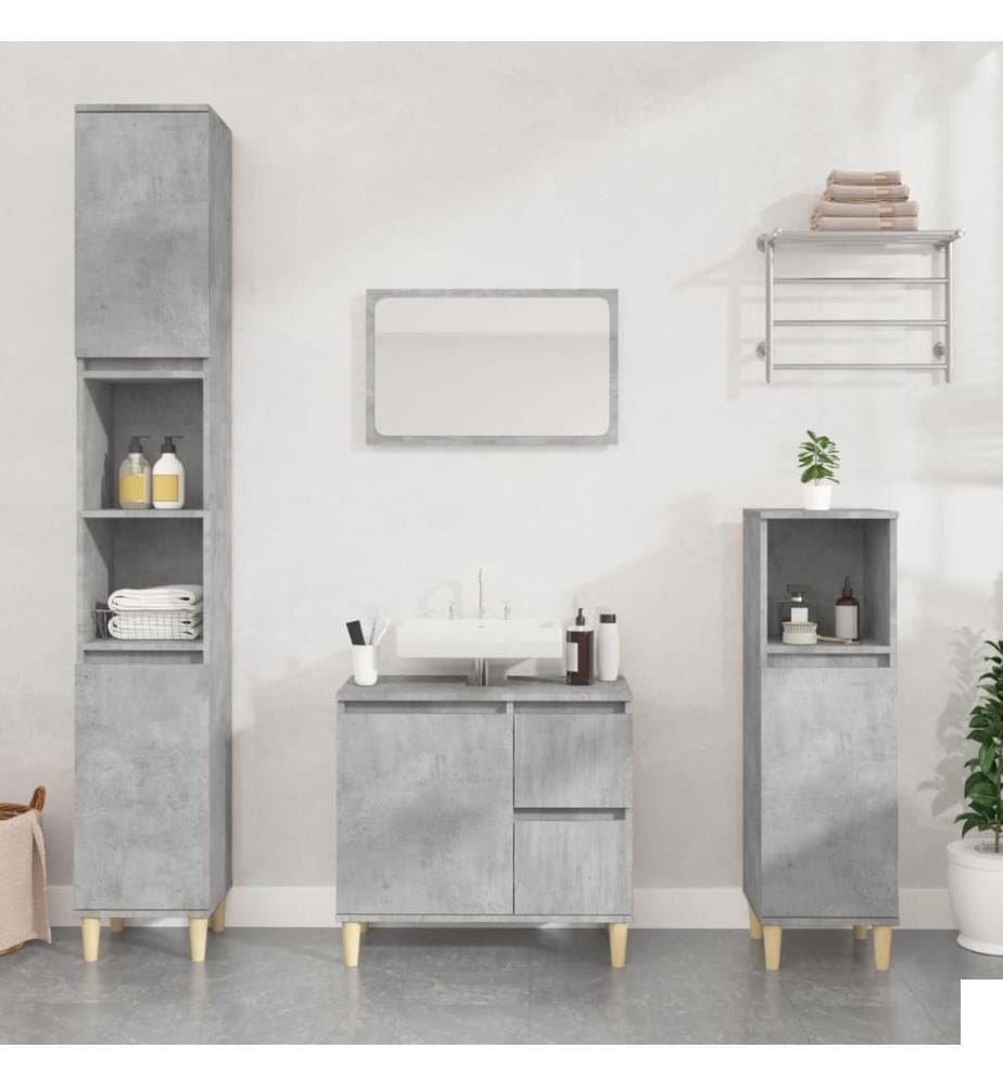 Armoire de salle de bain gris béton 30x30x100 cm