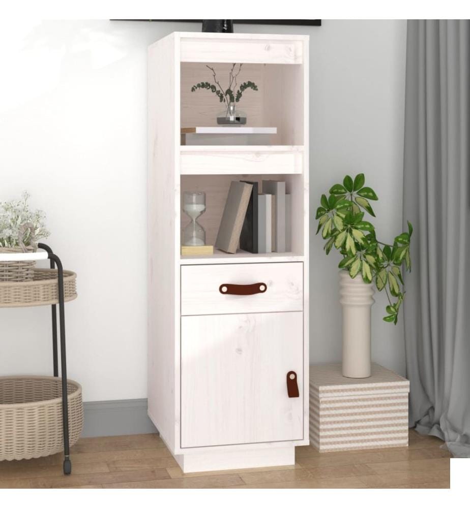 Buffet haut Blanc 34x40x108,5 cm Bois massif de pin