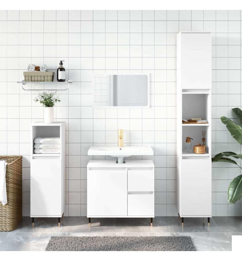Armoire de salle de bain blanc 65x33x60 cm bois d'ingénierie