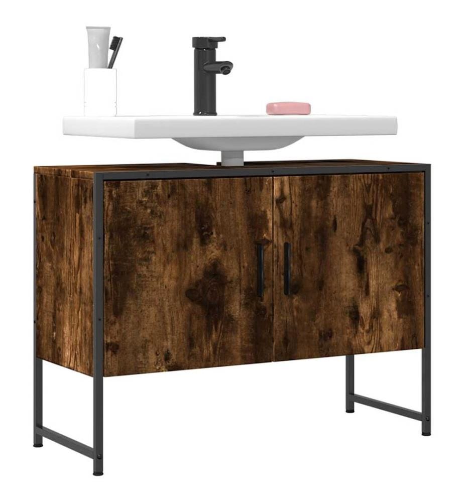 Armoire lavabo de salle de bain chêne fumé bois d'ingénierie