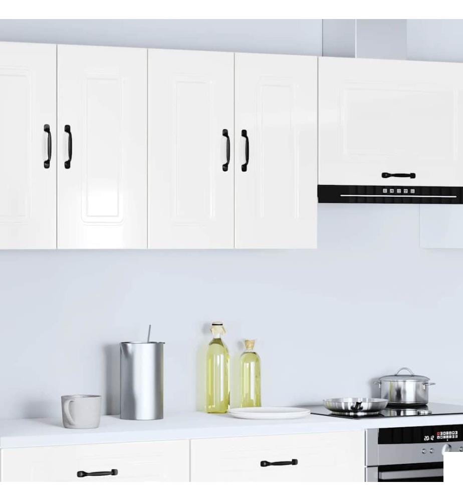Armoire murale de cuisine Kalmar blanc brillant bois ingénierie